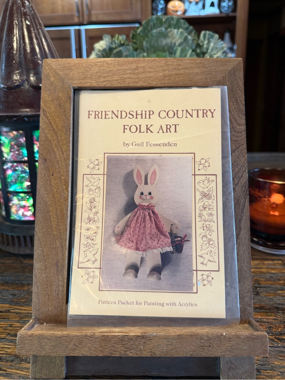 Friendship Country Folk Art Pattern Packet Bunny Design Vintage Wood Paint Craft
